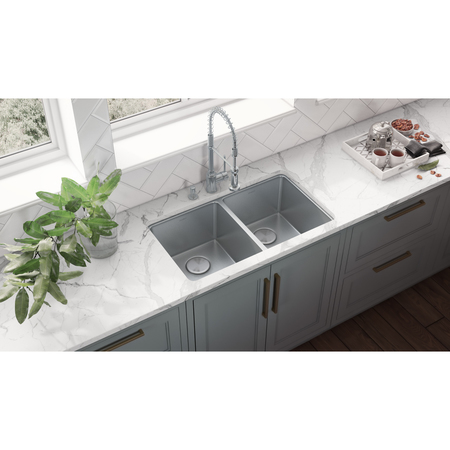 Ruvati 28" Undermount Kitchen Sink 50/50 Double Bowl 16 Gauge SS RVM5077